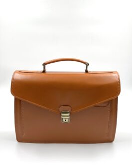 Унисекс бизнес чанта от естествена кожа в цвят тиква