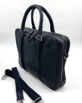 Луксозна чанта за лаптоп от естествена кожа в син цвят 0409