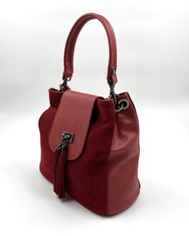 Дамска чанта от естествена кожа в червено 827