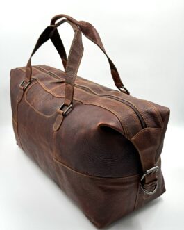 Пътна чанта от естествена биволска кожа в кафяво 897