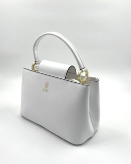 Дамска чанта от естествена кожа в бяло 103