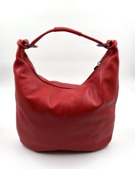 Дамска торба от естествена кожа в червен цвят