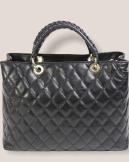 Дамска луксозна чанта от естествена кожа в черно