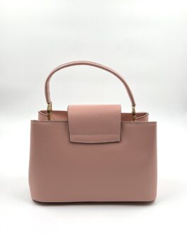 Дамска чанта от естествена кожа в розово 103