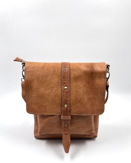 Дамска чанта през рамо от естествена кожа натурал 3947