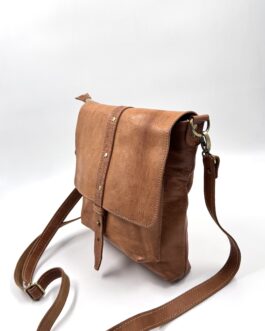 Дамска чанта през рамо от естествена кожа натурал 3947