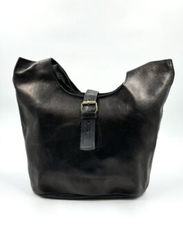 Мароканска чанта тип торба от естествена кожа в черно 822