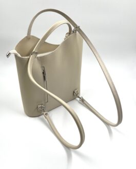 Дамска чанта- раница от естествена кожа в бежово