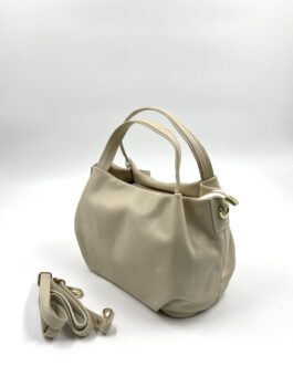 Дамска чанта от естествена кожа в цвят ванилия