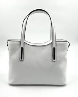 Дамска чанта от естествена кожа в бял цвят 106