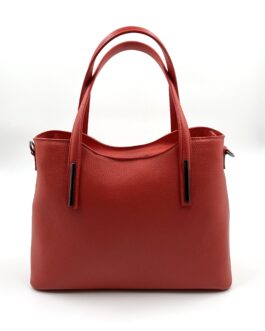 Дамска чанта от естествена кожа в червено 106