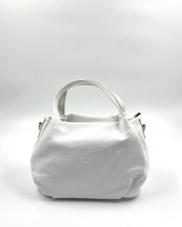 Дамска чанта от естествена кожа в бяло