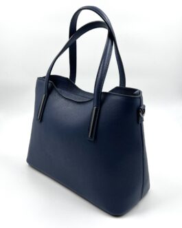 Дамска чанта от естествена кожа в син цвят 106