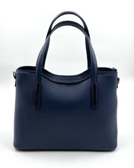 Дамска чанта от естествена кожа в син цвят 106