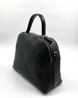 Дамска чанта от естествена кожа в черно