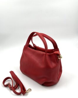 Дамска чанта от естествена кожа в червено