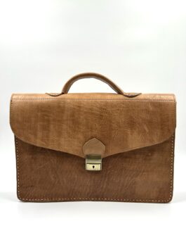 Голяма мъжка чанта от естествена кожа тип куфарче натурал 309