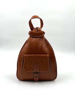 Дамска раничка чанта от естествена кожа в рижаво