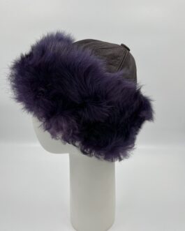 Зимна шапка от естествена кожа с естествен косъм