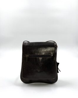 Унисекс мароканска чанта през рамо от естествена кожа в тъмнокафяво
