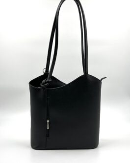 Дамска чанта- раница от естествена кожа в черно