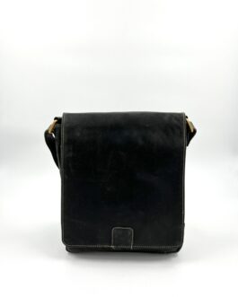 Мъжка чанта през рамо от естествена кожа Hunter в черно 0485