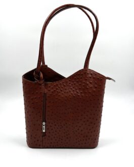 Дамска чанта- раница от естествена кожа в керемиден цвят
