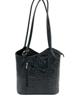 Дамска чанта- раница от естествена кожа в черно