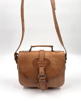 Дамска чанта през рамо от естествена кожа натурал 0783