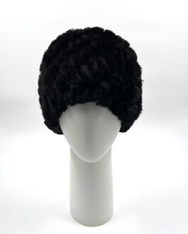 Дамска шапка от естествен косъм на чинчила в черно