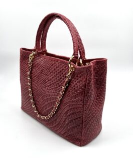 Дамска чанта от естествена кожа в червен цвят