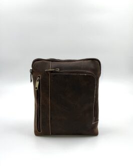 Мъжка чанта през рамо от естествена Хънтър кожа в кафяво 0478