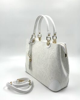 Дамска чанта от естествена кожа в бяло 188
