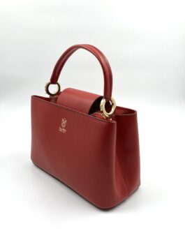Дамска чанта от естествена кожа в червено 103