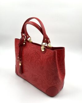 Дамска чанта от естествена кожа в ярко червено 188