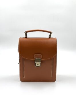 Мъжка чанта от естествена кожа в цвят тиква 704