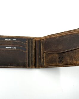 Мъжки портфейл от естествена Хънтър кожа в кафяво 830