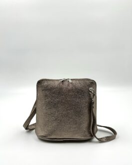 Малка дамска чанта от естествена кожа в цвят старо злато 404