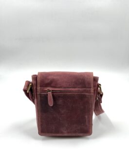 Мъжка чанта през рамо от естествена Хънтър кожа в бордо