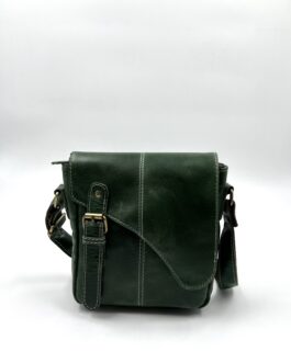Мъжка чанта през рамо от естествена кожа в зелено