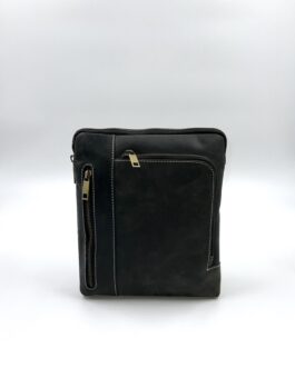 Мъжка чанта от естествена Хънтър кожа черно 0478