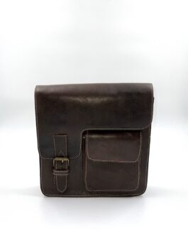 Мъжка винтидж чанта от естествена кожа в тъмнокафяво 1007