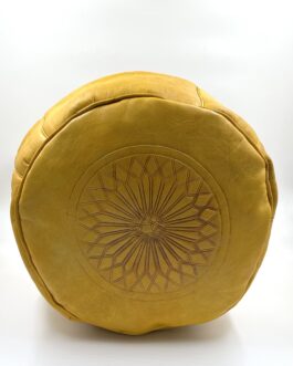 Марокански пуф от естествена кожа в жълто