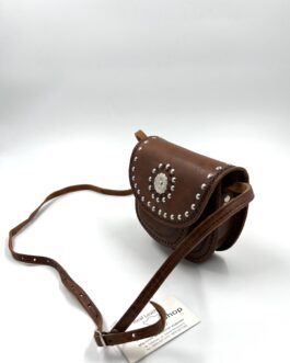 Малка мароканска чанта през рамо от естествена кожа в кафяво