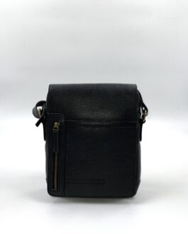Мъжка чанта през рамо от естествена кожа в черно