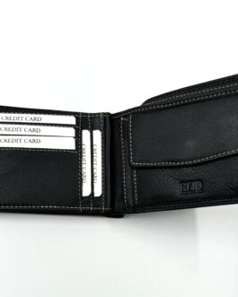 Мъжки портфейл от естествена кожа в черно 8-923