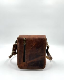 Мъжка чанта през рамо от естествена кожа в кафяво 0020
