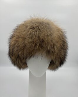 Луксозна дамска шапка от естествен косъм на лисица в натурален цвят