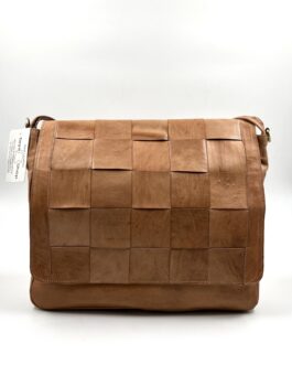 Голяма дамска чанта от естествена кожа в натурално кафяво