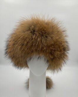 Дамска шапка от естествена кожа с естествен косъм на лисица